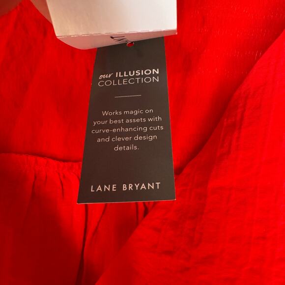 Lane Bryant Top Faux Wrap Red Belt Plus Size 20 NWT Summer Spring Short Sleeve - Picture 9 of 9